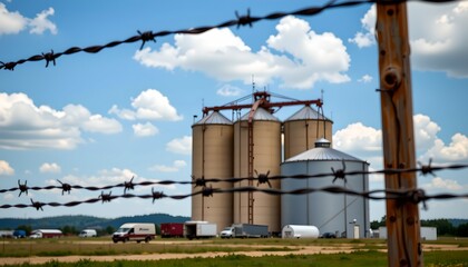 Obraz premium Rustic Grain Silo Under Sunny Blue