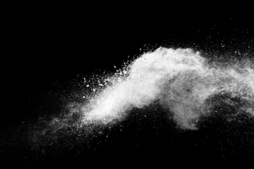 Explosion of white powder isolated on black background. Abstract colored background. holi festival © piyaphong