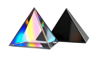 3D Geometric Floating Pyramids Collection isolated on transparent background