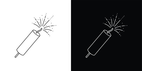 Firecracker Line Art Vector, Black and White Minimal Illustration for Celebration, Festival, and Holiday Design Concepts