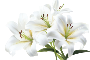 Delicate white lilies in bloom showcase purity and elegance in a serene floral arrangement for a calming atmosphere