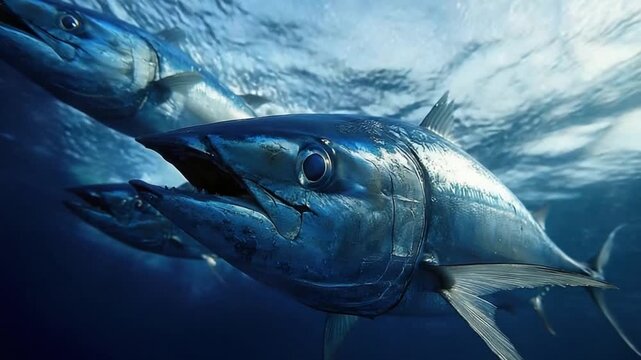 feeding frenzy of farmed bluefin tuna video
