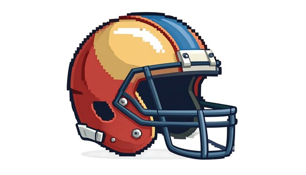 American Football Helmet Pixel Art Illustration.