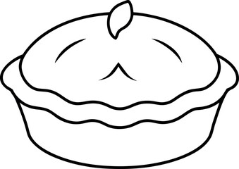 Outlined Pie with Leaf Decoration and Steam Vents Illustration