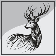 minimalist line art of deer in black and white