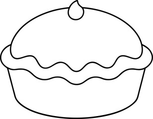 Black and White Line Art Pie Illustration