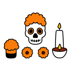 Mexican day of the dead vector set sugar skulls 