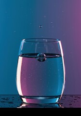 Glistening liquid in a peaceful setting suggesting purity and heavenly serenity. Clear filtered hydration offering gentle calm ,hope ,detox ,grace