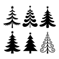 Collection of christmas tree isolated on white background for holiday celebration