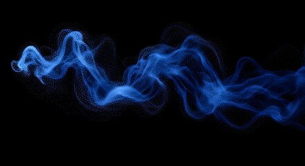 Fototapeta premium Blue smoke swirling against a black background