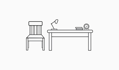 Fototapeta premium Line table and chair vector design.