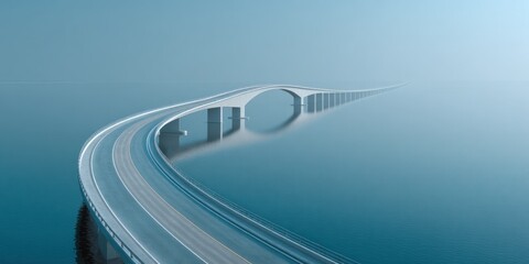 Fototapeta premium Ultra-wide aerial bridge view spanning turquoise water symbolizing infrastructure and engineering excellence.