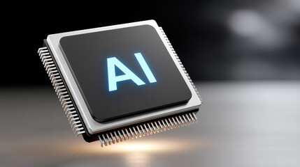 Glowing ai chip for autonomous vehicles concept with futuristic technology and digital innovation in black background