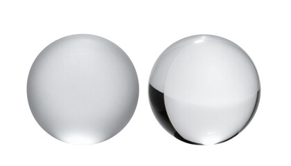 3D Crystal Clear Sphere Pair isolated on transparent background