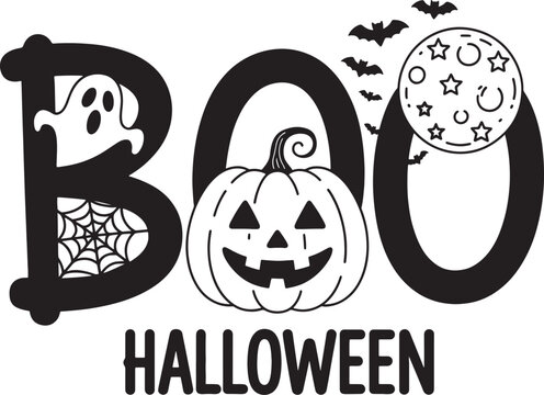 Halloween spooky pumpkin boo vector - Spooky Fun Royalty