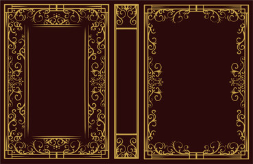 featuring a vintage front and back cover design with classic maroon and gold carvings