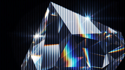 Closeup of a diamond with rainbow light dispersion, creating a mesmerizing and colorful display of refracted light