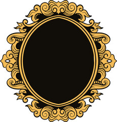 featuring an oval-shaped ornamental design with beautiful gold-colored carvings