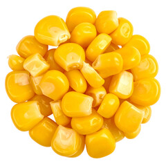 Fototapeta premium Fresh yellow corn seeds isolated on white background, perfect for agriculture, farming, natural food, cooking ingredients, and health-related illustrations in high quality PNG format