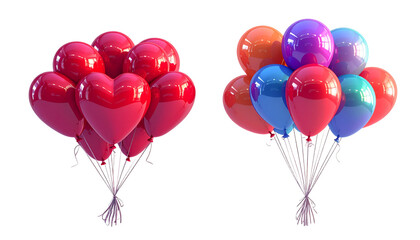 3D Festive Balloon Bunch Collection isolated on transparent background