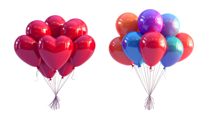 3D Festive Balloon Bunch Collection isolated on transparent background