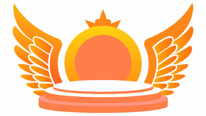 Vibrant gradient-colored exhibition stage with royal crown and majestic wings, ideal for celebrating achievements, product showcases, or special events