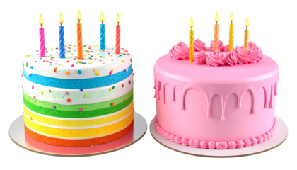 3D Festive Birthday Cake Pair isolated on transparent background