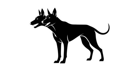 Fototapeta premium Two-Headed Dog Silhouette