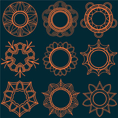  featuring a mandala bundle design with various shapes on a green and orange background
