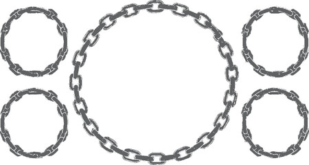 Black grunge charm bracelet in heart shape with abstract jewelry texture vector. Stylish heart shaped bracelet with grunge charm symbols and distressed metal effect. 