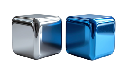 3D Industrial Metallic Cubes Collection isolated on transparent background