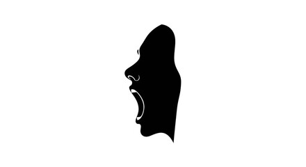 Silhouette of screaming face expressing intense emotion, a visual representation of frustration, anger, or stress, conveying a powerful message