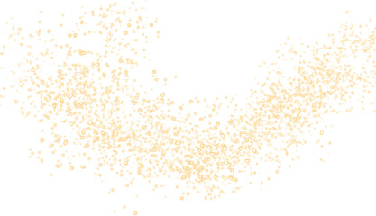 Abstract swirl of golden glitter particles isolated on transparent background