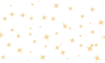 Sparkling golden starbursts and points of light isolated on transparent background