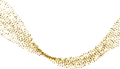 Sparkling golden sparkles  flowing in a curve isolated on transparent background