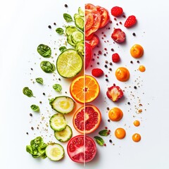 Split Healthy Food Color Contrast