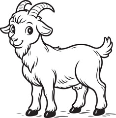 goat coloring book vector isolated on white background