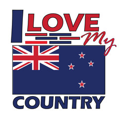 Obraz premium New Zealand, I Love My Country Vector Design, T-shirt Print Design