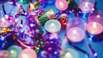 Festive Candlelight and Garland - A Warm Holiday Ambiance. - Powered by Adobe