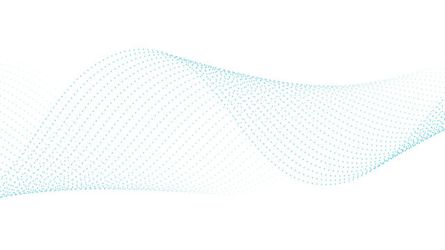 Dynamic teal dots flowing gently across a modern white background design element