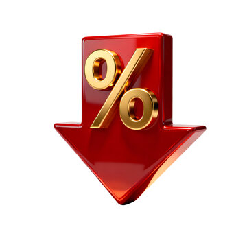 Red arrow with percentage symbol indicating a price decrease.
