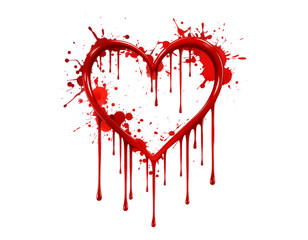 Heart dripping red liquid splash