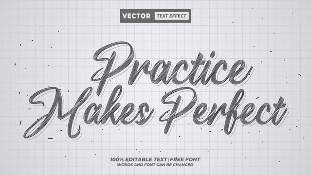 Practice makes perfect chalkboard handwriting comic crayon script typography for student study success motivation design.  