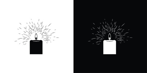 Sparkling Candle Vector, Black and White Symbol of Light, Hope, and Spiritual Enlightenment