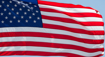 Obraz premium American Flag Waving Proudly in the Breeze - Patriotism, Independence, Freedom and National Identity