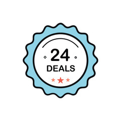 Twenty-four deals stamp badge icon isolated vector illustration for business promotions and offers now
