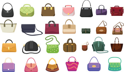 Set of woman luxury handbags and purses vector illustration