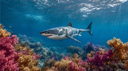 Fototapeta premium shark swimming in the sea water