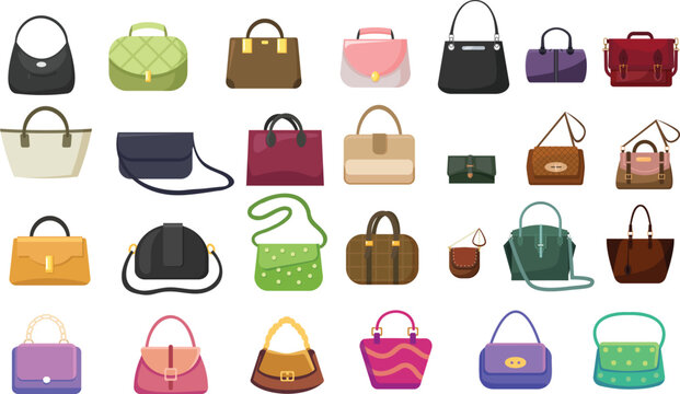 Set of woman luxury handbags and purses vector illustration
