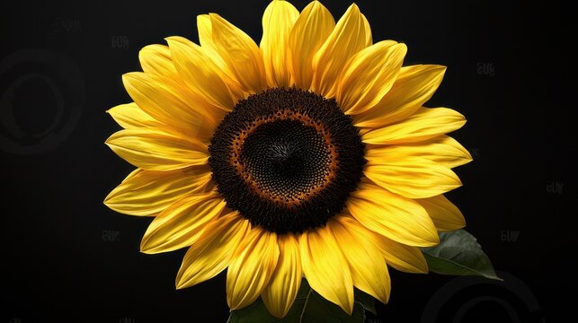 A vibrant sunflower against a black background.